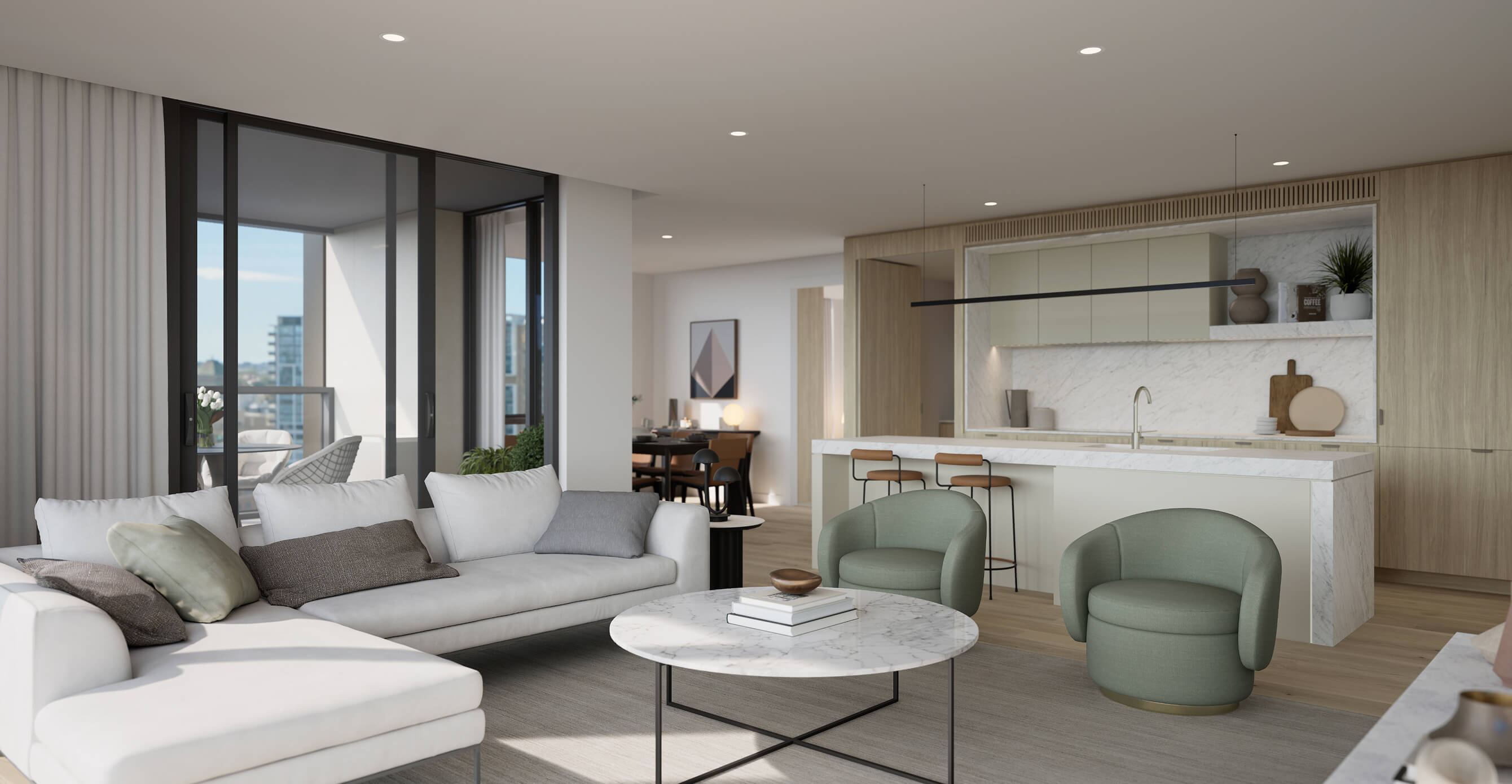 ARTIST IMPRESSION – LIVING & KITCHEN, LIGHT PLUS SCHEME
